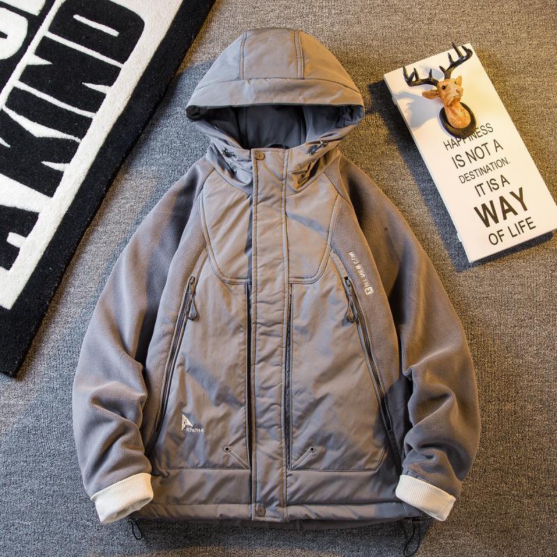 Men's trendy brand winter outdoor spliced ​​jackets, cotton coats, men's autumn and winter American trendy brand warm workwear cotton coats for men