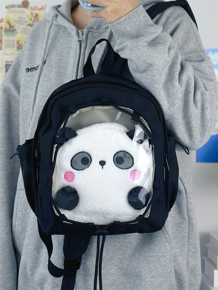 新款日系大容量20cm娃包双肩包 韩国ins可爱透明书包高中生玩偶包