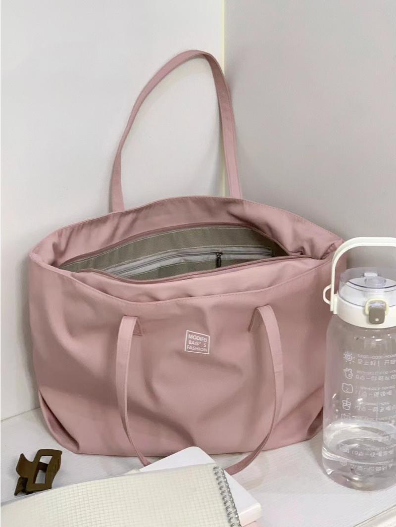 Gentle girly cream purple 2023 high-end simple student large-capacity bag daily shoulder commuting shopping bag