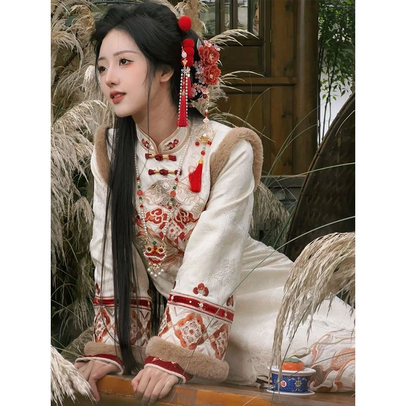 新中式成套旗袍女装2023气质女神范高端小洋装名媛国风时尚连衣裙