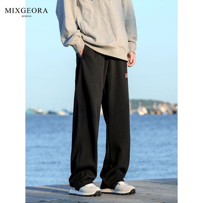 MIX GEORA gray heavyweight sweatpants men's autumn and winter loose casual sports pants American velvet straight trousers