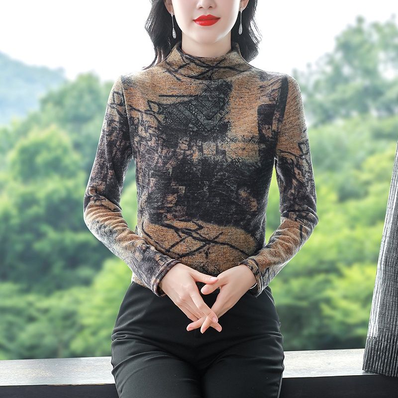 半高領打底衫女春秋裝2023年新款女人味上衣秋冬百搭長袖T恤上衣