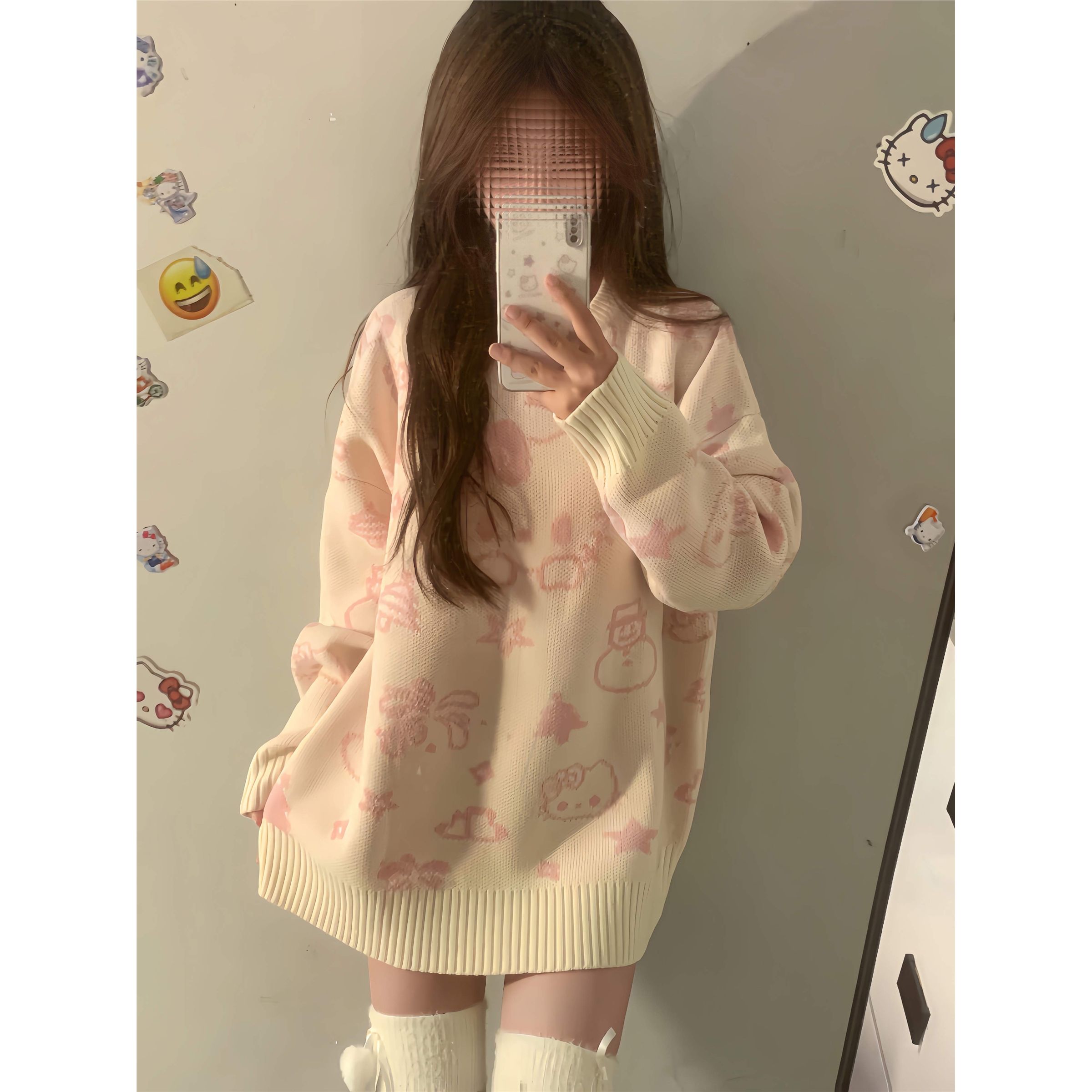 卡通凱蒂貓秋冬圓領套頭可愛軟糯寬鬆外穿慵懶風小個子秋冬毛衣女