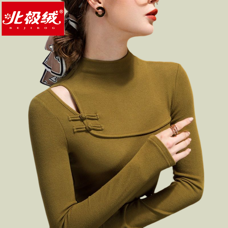 北極絨長袖半高領打底衫女新款裝秋冬基礎顯瘦內搭上衣洋氣T恤女
