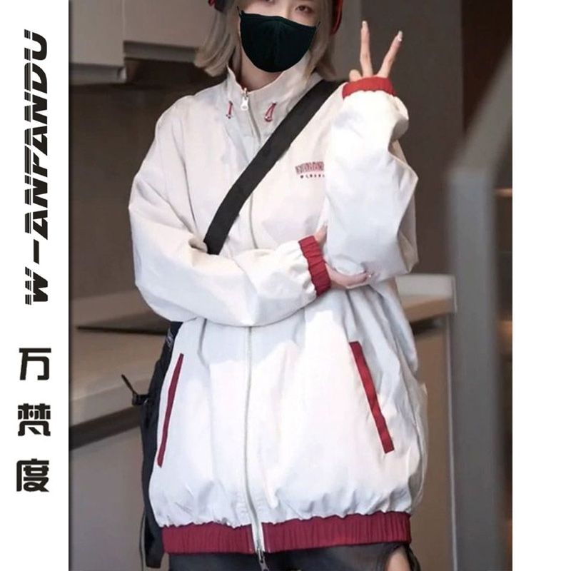 萬梵度早秋設計兩雙面穿夾克外套男休閒帥氣寬鬆美式潮牌撞色上衣