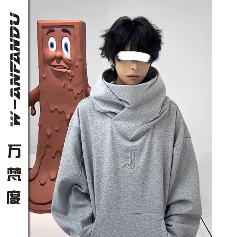 萬梵度i人社恐衛衣潮牌男女高級感高領忍者外套情侶設計款連帽衫