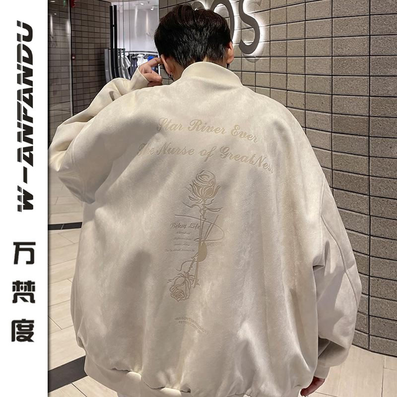 萬梵度美式復古棒球服外套男秋冬季2023新款設計小眾高街休閒夾克
