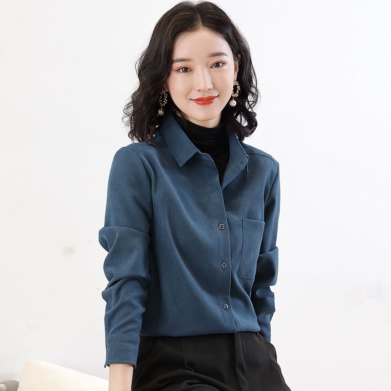 磨毛寬鬆氣質百搭遮肉顯瘦加厚外搭長袖女秋冬疊穿時尚襯衣上衣女