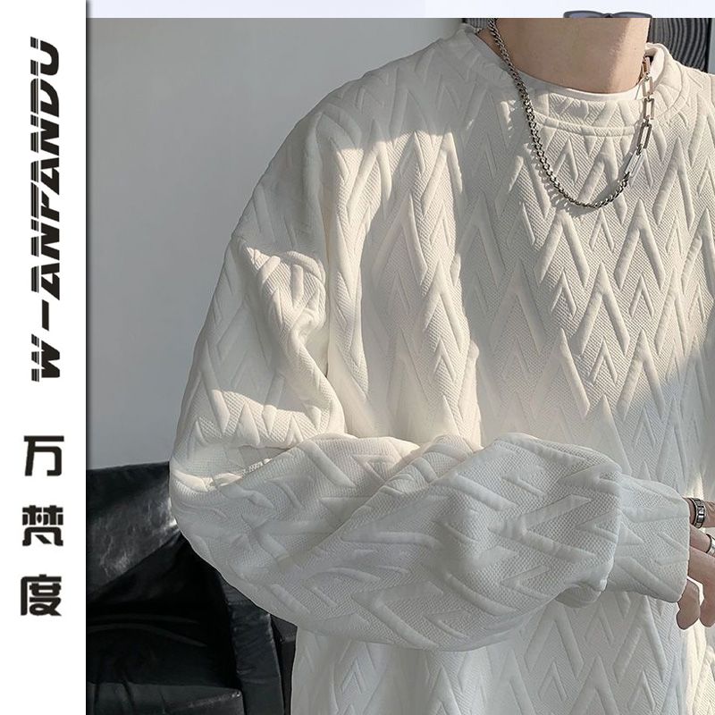 萬梵度重磅潮牌高級感加絨加厚衛衣男秋冬季款痞帥炸街打底衫圓領