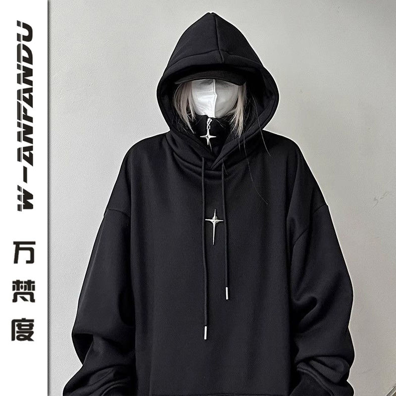 萬梵度連帽衛衣男女春秋季美式復古潮牌寬鬆休閒上衣小眾潮流外套