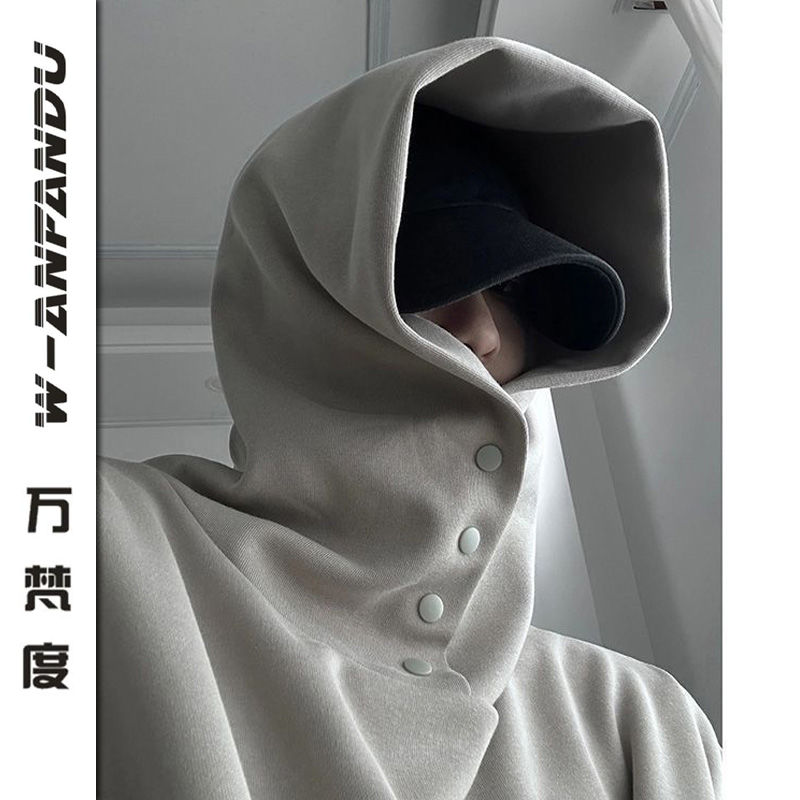 萬梵度美式復古硬挺連帽衛衣男款春秋潮牌高級感小眾高街帥氣外套