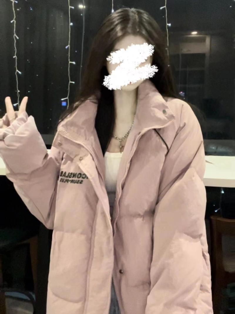 香芋紫立領麵包服棉衣外套女冬季寬鬆oversize百搭加厚保暖棉襖潮