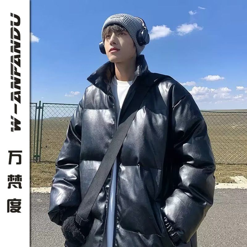 萬梵度新款男款美式復古潮牌痞帥寬鬆立領加厚休閒麵包服