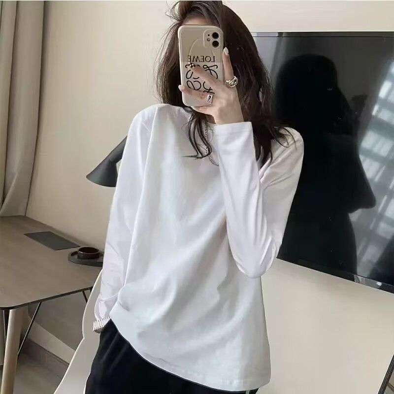 Double-sided self-heating German velvet round-neck bottoming shirt for women in autumn and winter, solid color, versatile, slim long-sleeved, brushed T-shirt trendy