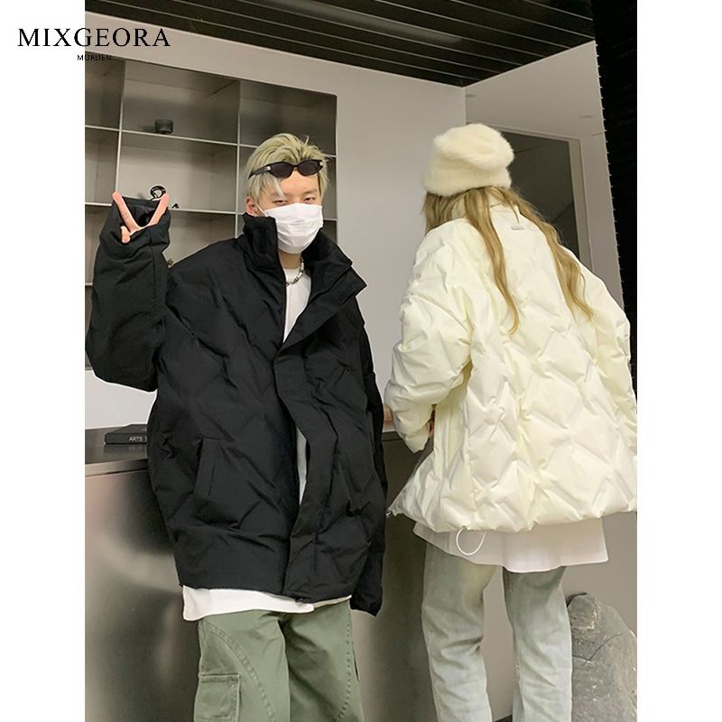 MIX GEORA冬季棉衣服男款美式潮牌情侶黑色加厚冬裝休閒百搭外套
