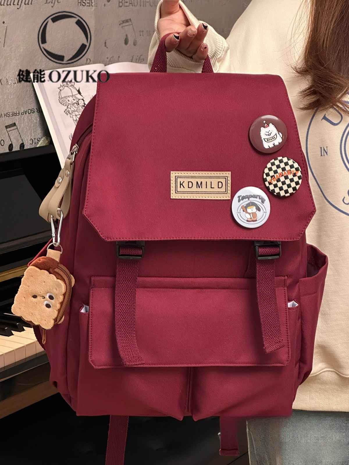 日系街头书包女韩版初高中生工装大容量双肩包男潮旅行背包