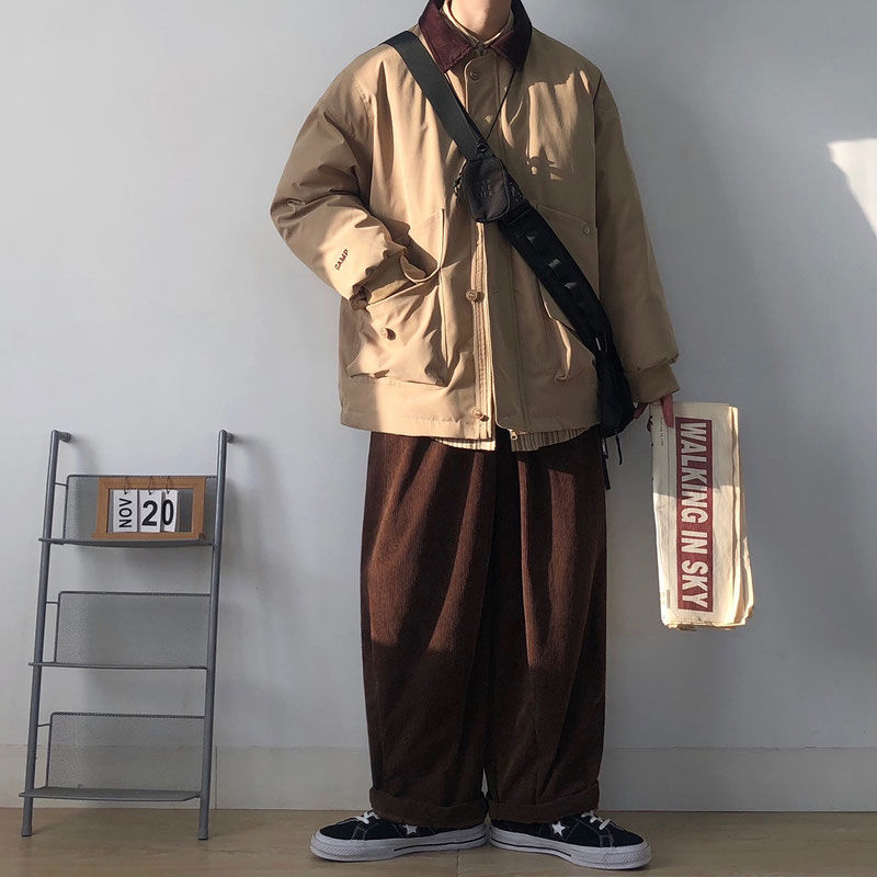 日系复古cityboy工装棉服外套男冬季加厚加绒翻领潮牌宽松棉衣