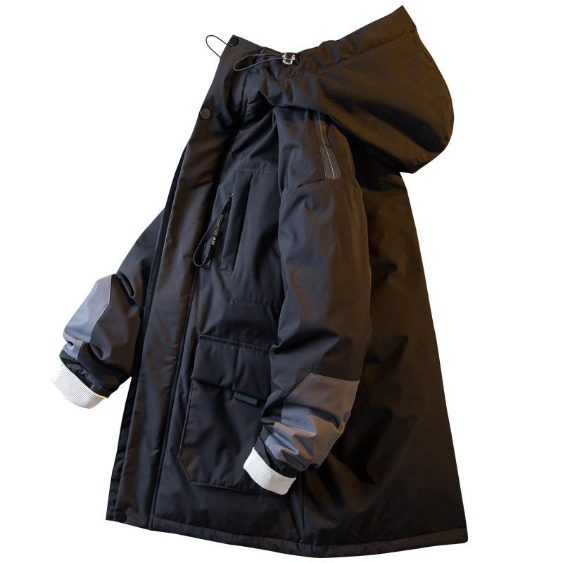 Paul trendy black warrior workwear down jacket men's mid-length winter warm outdoor functional wind jacket