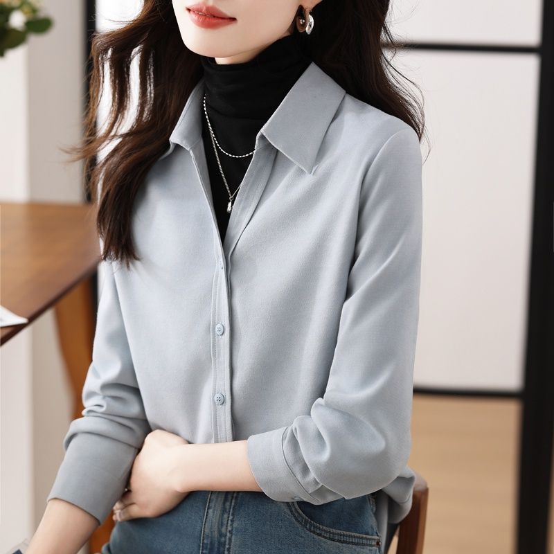 疊穿磨毛襯衫女厚款秋冬2023新款磨毛襯衣長袖上衣高級感女裝上衣