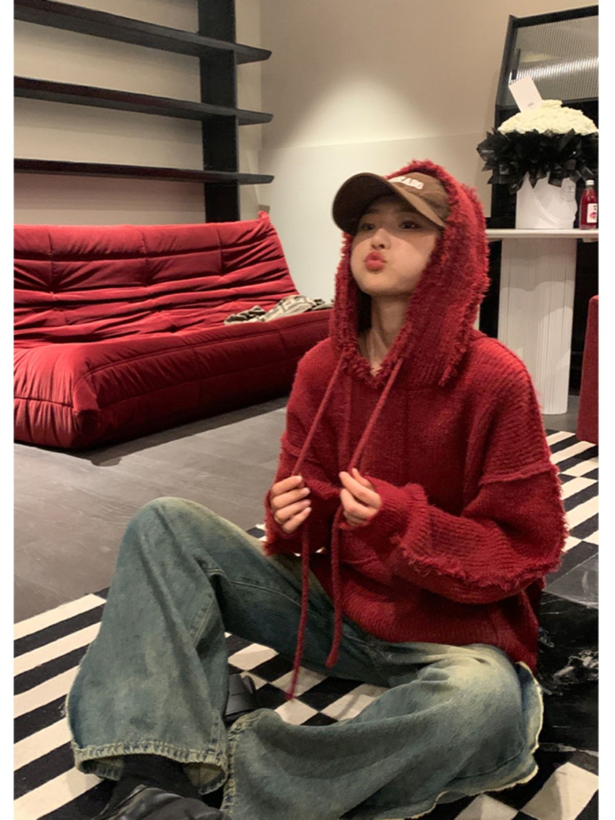 Soft waxy hooded versatile sweater for women autumn and winter new Korean style loose lazy style long-sleeved sweater top for women