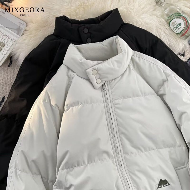 MIX GEORA冬季立領棉衣男美式潮牌加厚寬鬆棉襖高級保暖棉服外套