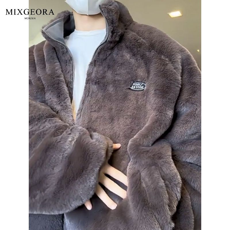 MIX GEORA雙面穿外套男冬季加絨加厚爆款棉襖美式潮牌高級感棉服