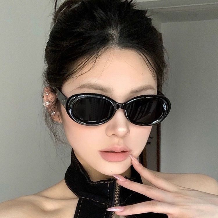 復古gm橢圓形小框墨鏡女款歐美高級感網紅太陽鏡2023新款女凹造型