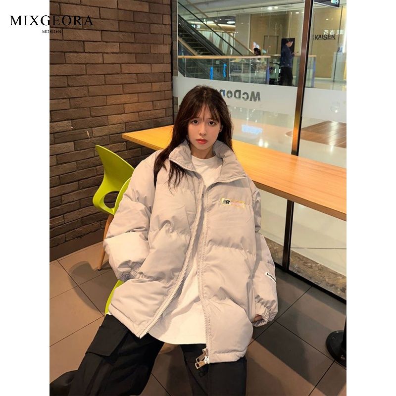 MIX GEORA國潮牌美式復古字母麵包棉服男款冬季情侶高街棉衣外套