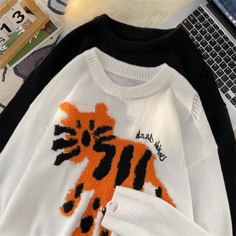 Autumn and winter thick sweater men's Korean style trendy loose wide-leg sweater winter ins Hong Kong style lazy sweater jacket