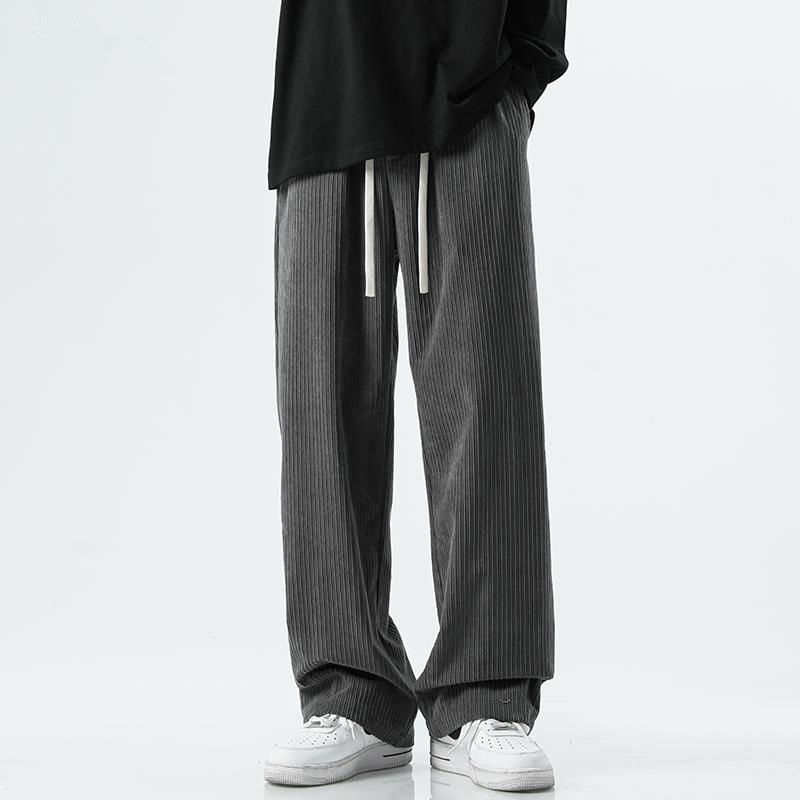 Japanese style corduroy men's pants spring floor mopping solid color 1/2 pants men's American retro straight casual pants