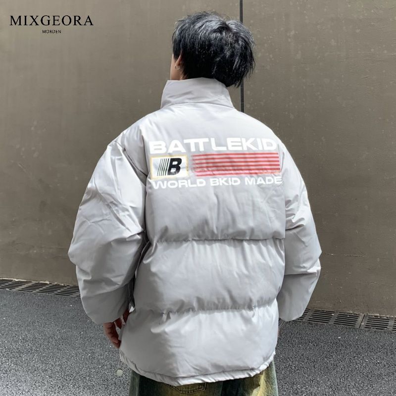 MIX GEORA美式復古潮牌字母簡約麵包棉服男秋冬情侶高街棉衣外套
