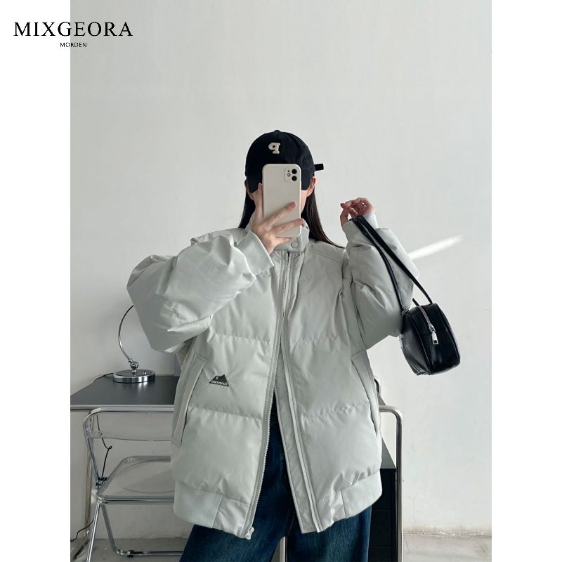 MIX GEORA stand collar cotton clothes thick winter coat women's winter solid color versatile neutral style loose warm cotton coat