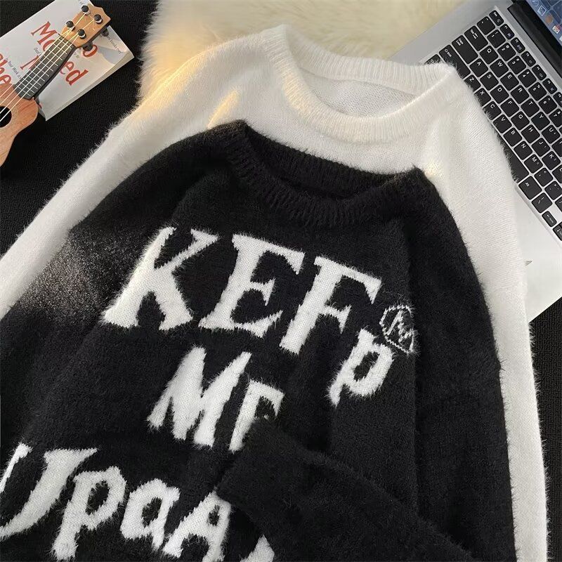 American retro knitted sweaters for men and women 2024 autumn and winter design niche loose lazy style tops trend