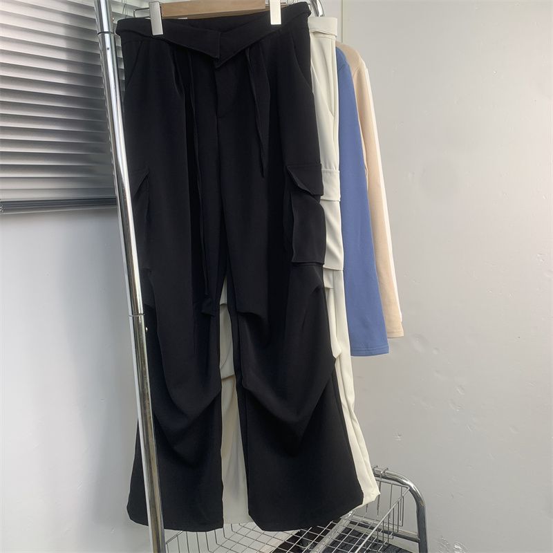 American retro overalls for women in autumn, fat mm outer wear, fashionable, casual, loose, slim, high-waisted, wide-leg pants