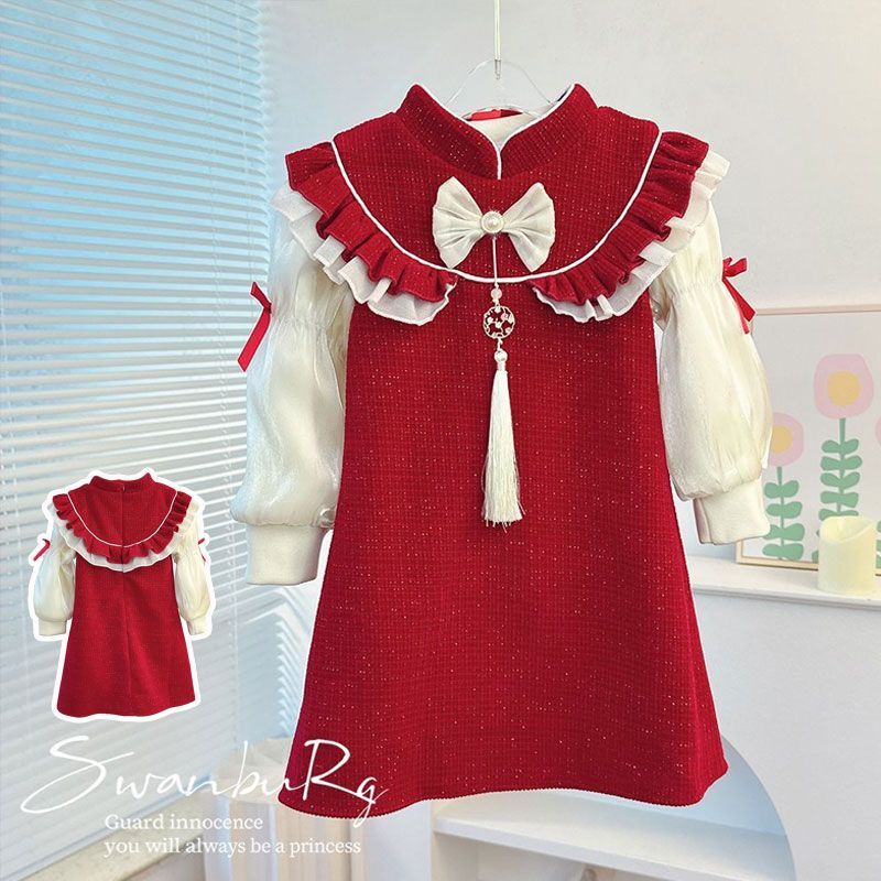 Girls dress winter suit new thickened princess dress children's dress new year dress baby girl new year dress