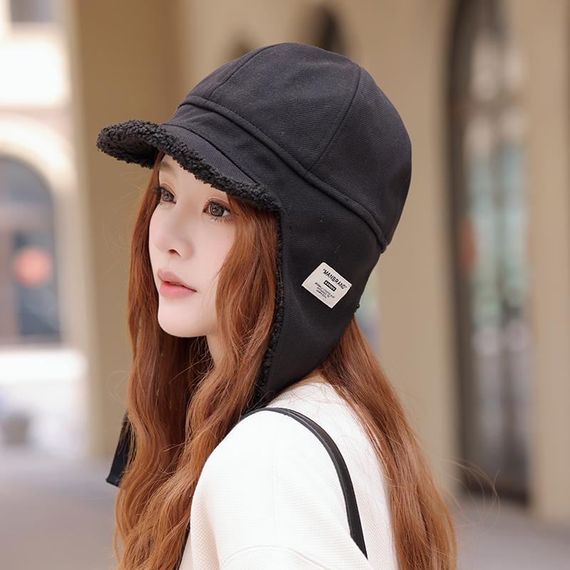 Winter velvet Lei Feng hat outdoor riding electric vehicle cold protection and ear protection duck tongue pilot hat for women