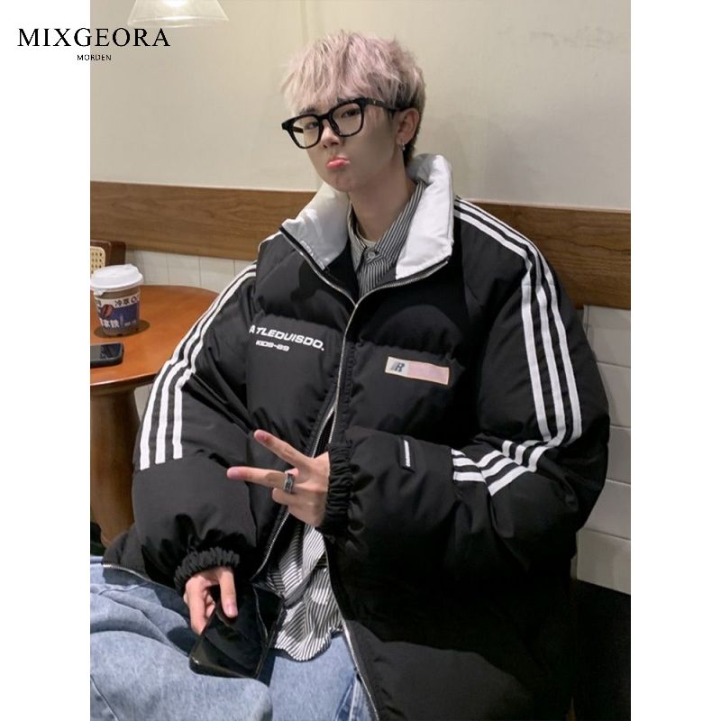 MIX GEORA American three-stripe stand-up collar cotton coat for boys winter coat thickened trendy brand cotton coat cotton coat