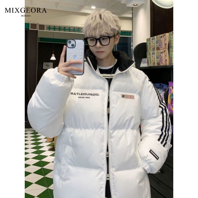 MIX GEORA美式三条杠立领棉服男生冬季外套加厚潮牌棉衣棉衣袄子