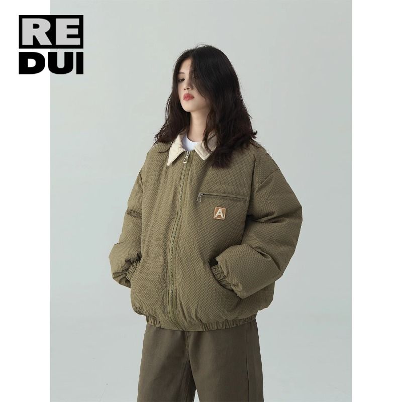 美式高街潮牌冬季學院風棉服外套男女國潮復古棉衣棉襖小眾麵包服