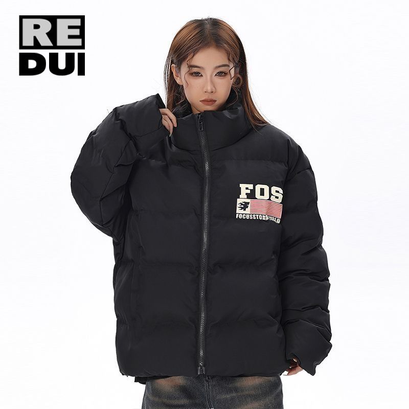 美式街頭字母印花棉服秋冬季外套男女2023新款情侶流行百搭棉衣潮