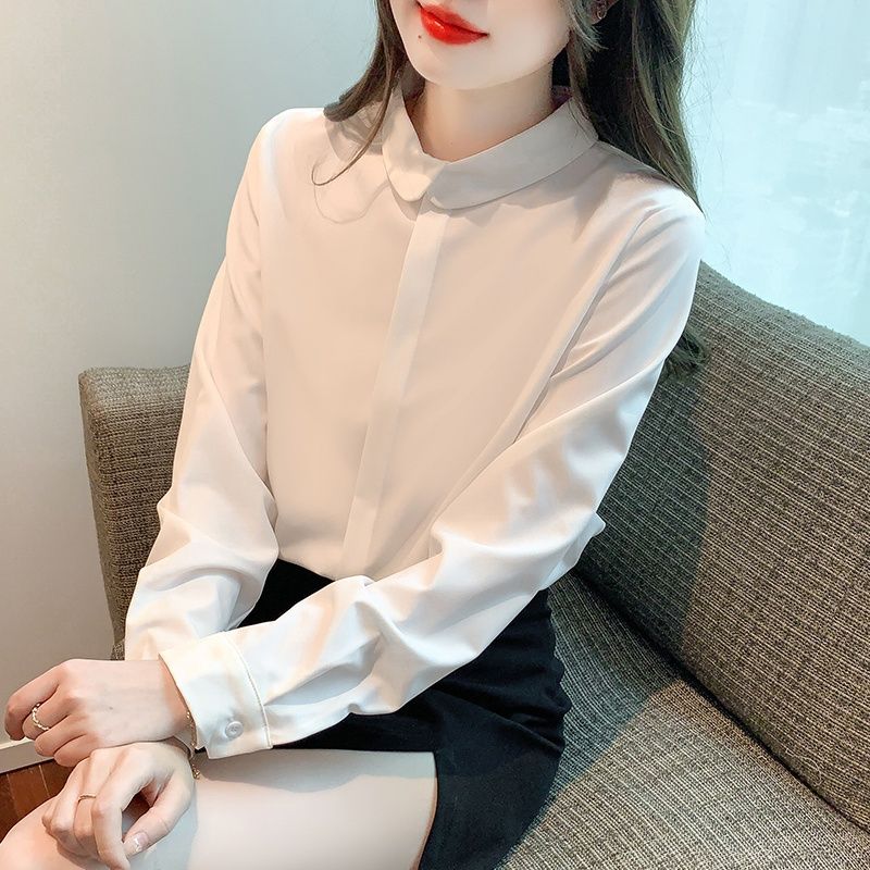2024春季新款時尚簡約純色立領設計感甜美小眾襯衫內搭百搭上衣女