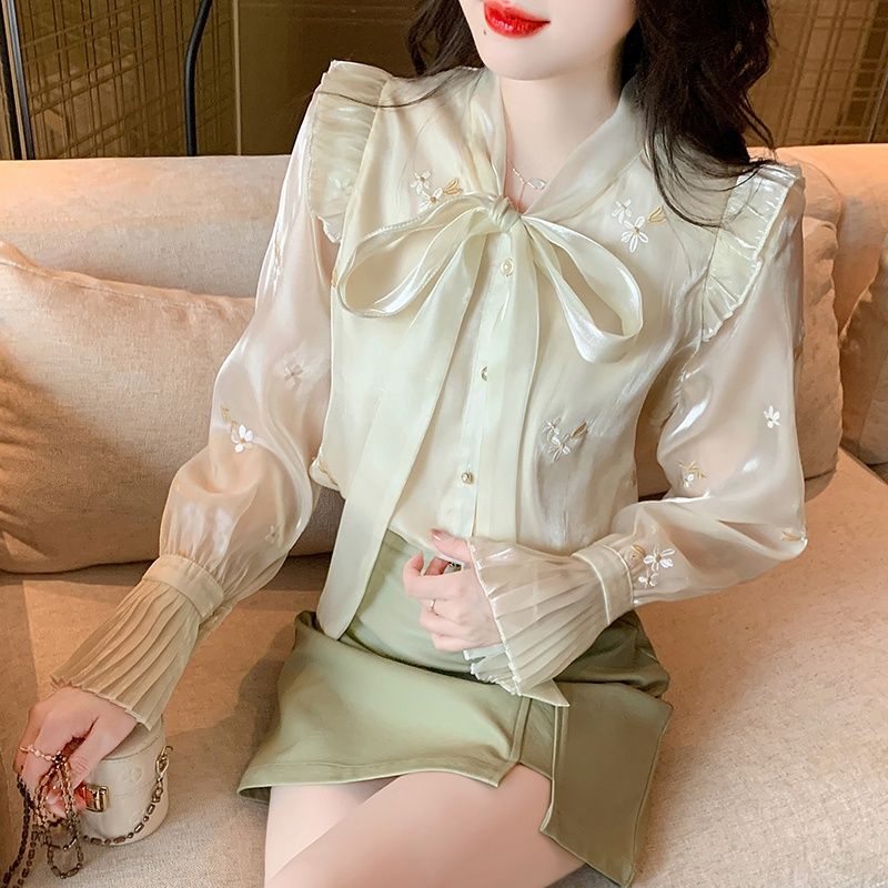 2024春季新款高級感長袖上衣洋氣百搭設計感小眾高端氣質女士襯衣