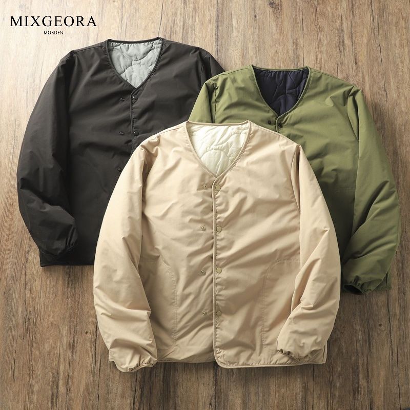 MIX GEORA retro reversible autumn and winter men's thickened warm V-neck short casual all-match cotton coat