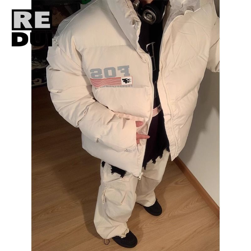 美式小眾復古冬季加厚保暖棉服外套情侶寬鬆棉衣麵包服男女潮上衣