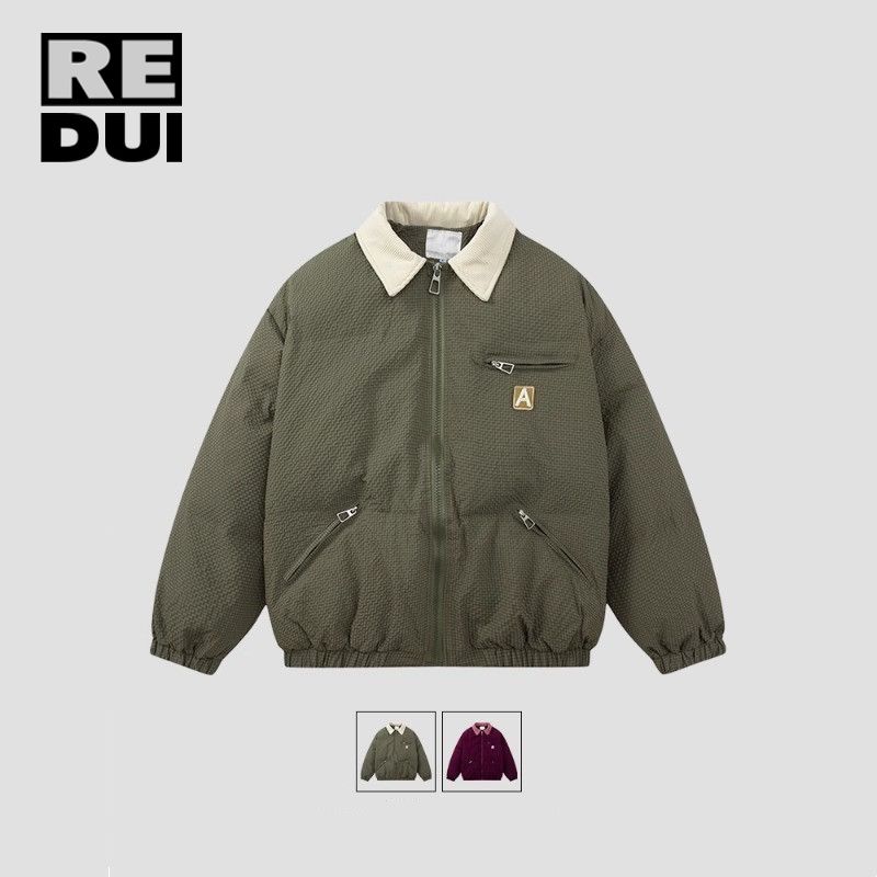 冬季潮牌復古慵懶風翻領棉服男款加厚防寒保暖麵包服休閒外套棉衣
