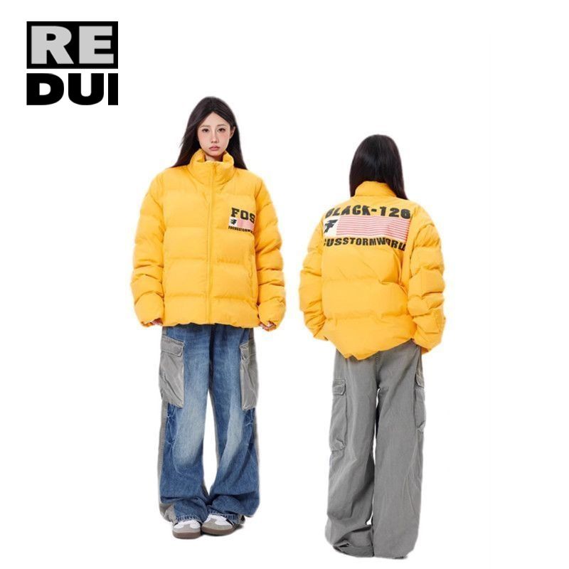 美式街頭立領棉服情侶款冬季加厚國潮外套麵包服男女高街保暖棉衣