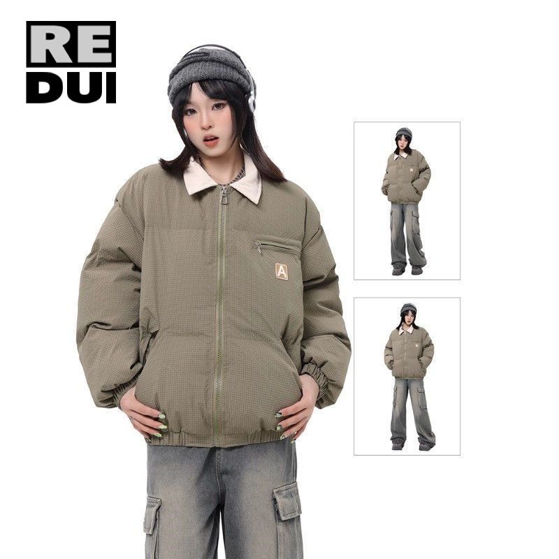 美式復古棉服翻領冬季新款加厚ins潮麵包服棉衣寬鬆高街外套保暖