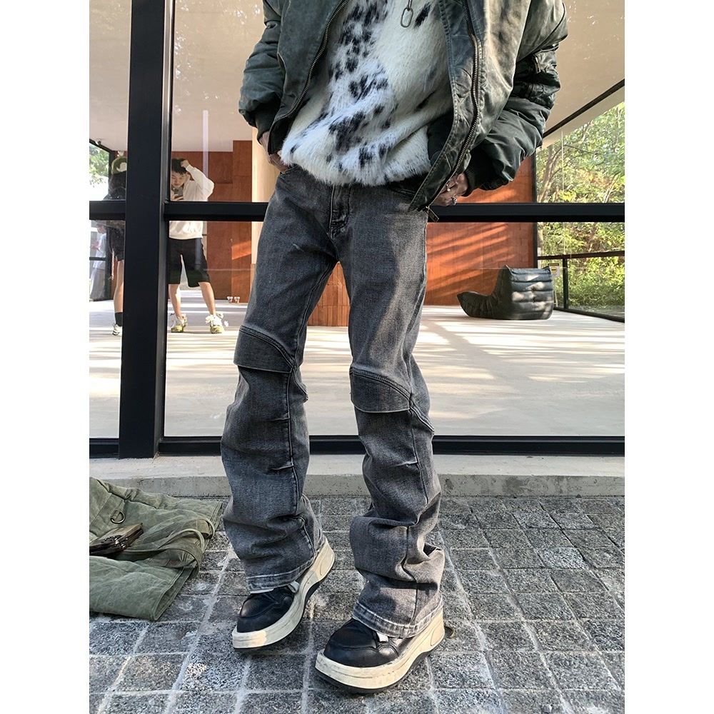 歐美高街vibe水洗復古微喇叭牛仔褲男百搭顯瘦寬鬆長褲潮牌褲子