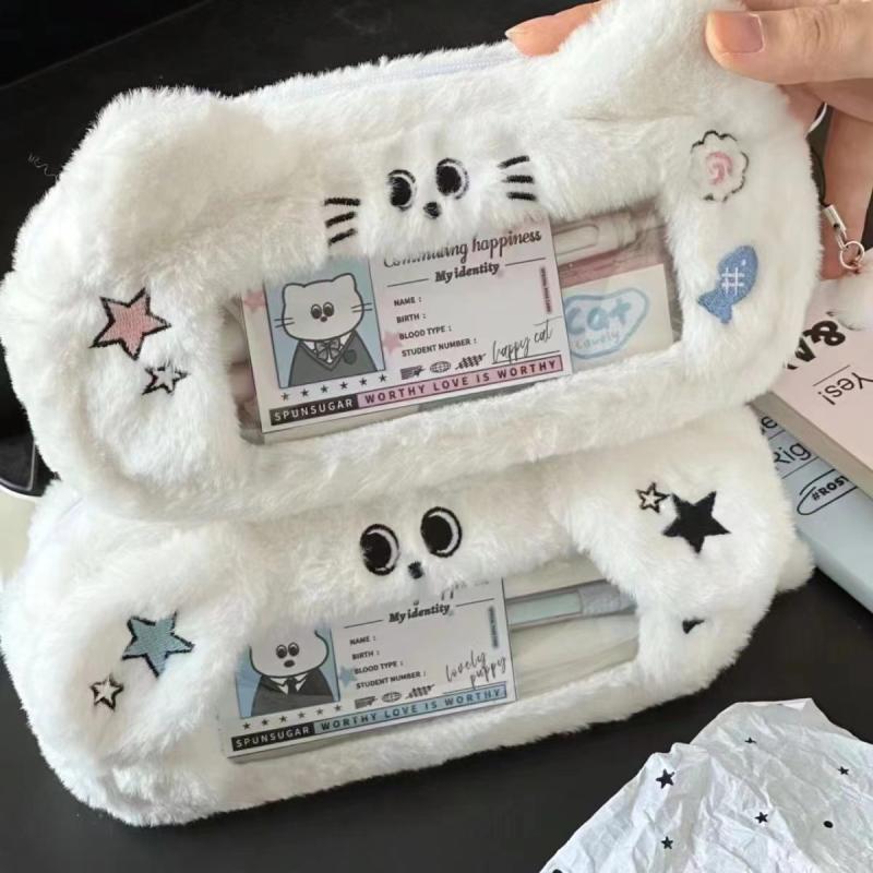 Niche original cute cat and puppy pencil case  new stationery box large capacity student utensils stationery bag trend