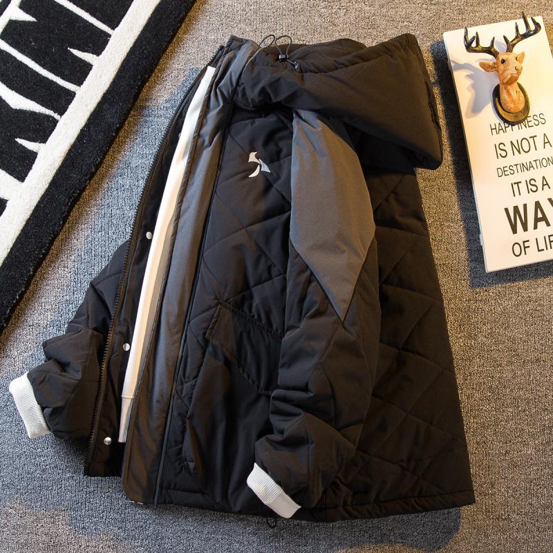 Paul trendy contrasting color rhombus plaid workwear cotton coat men's winter thickened trendy brand warm loose cotton coat